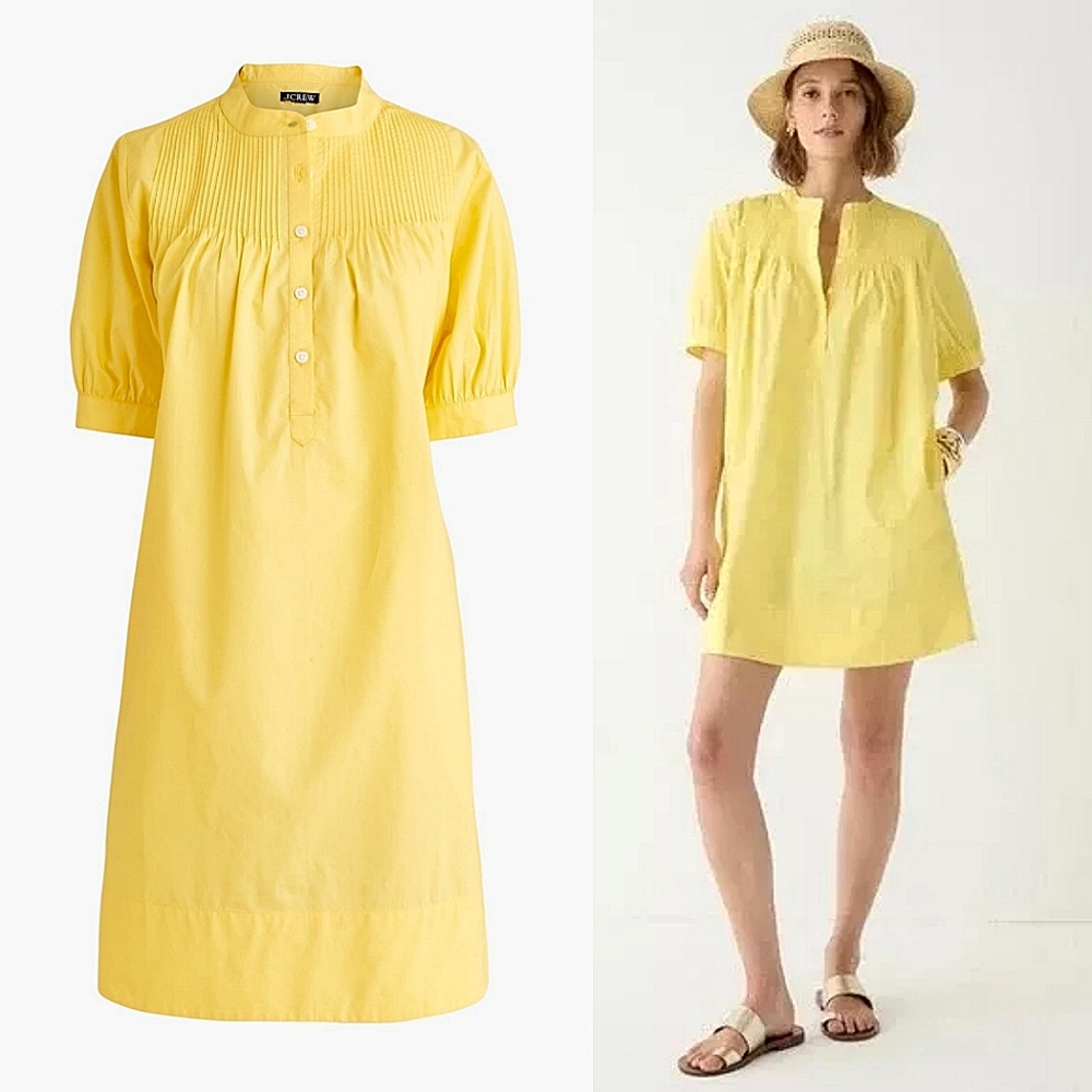 J.Crew Mini Shirtdress in Cotton Poplin Sunny Yellow